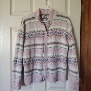 Vintage Tiara International Multicolor Striped Women's Cardigan